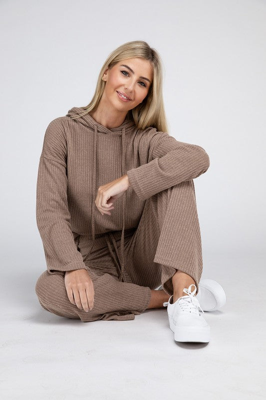 Beige Textured Top and Pants Set 1-3 day shipping