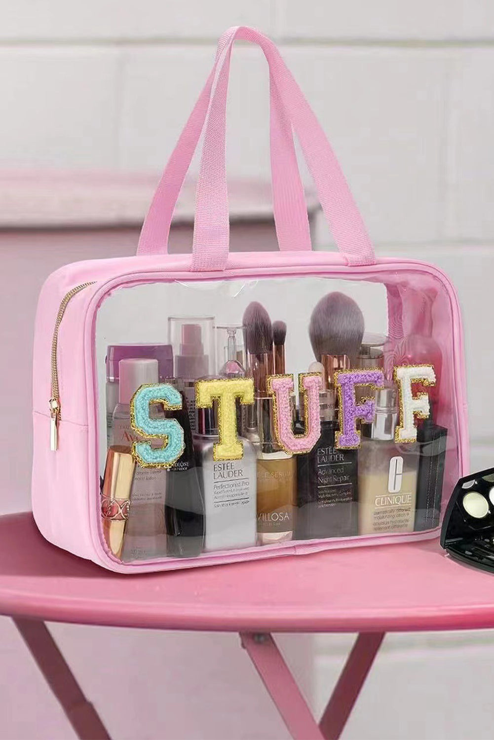 Pink STUFF Clear Makeup Bag