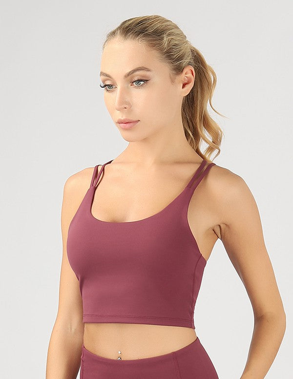 Split Shoulder Strap Crop Bra