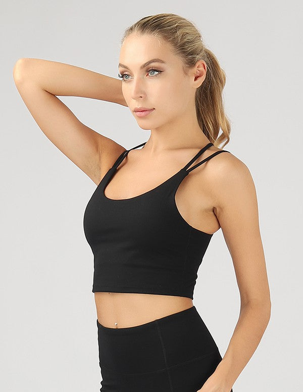 Split Shoulder Strap Crop Bra