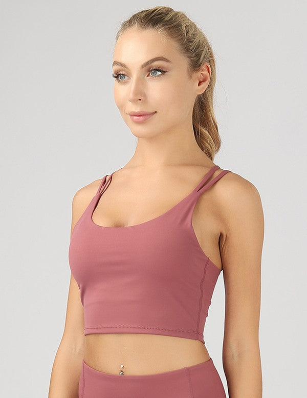 Split Shoulder Strap Crop Bra