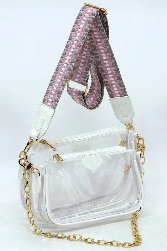 See Thru Clear 2-in-1 Crossbody Bag Guitar Strap