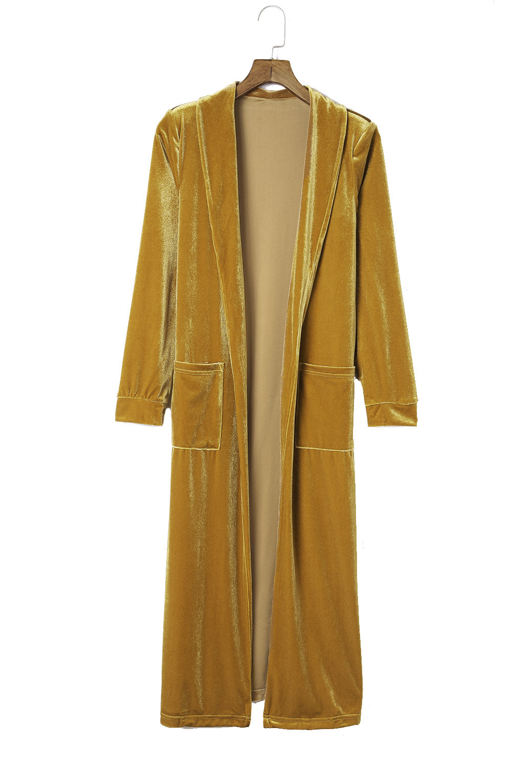 Green Velvet Elegant Pocket Open Front Long Cardigan available 11/15 in several color choices