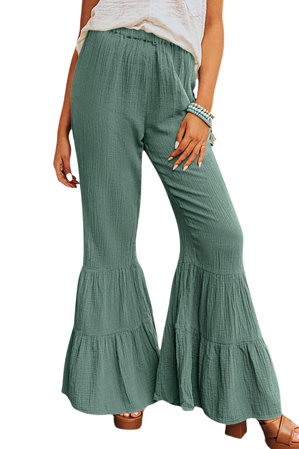 High waist ruffle sale bell bottom pants