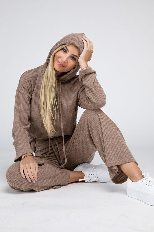 Beige Textured Top and Pants Set 1-3 day shipping