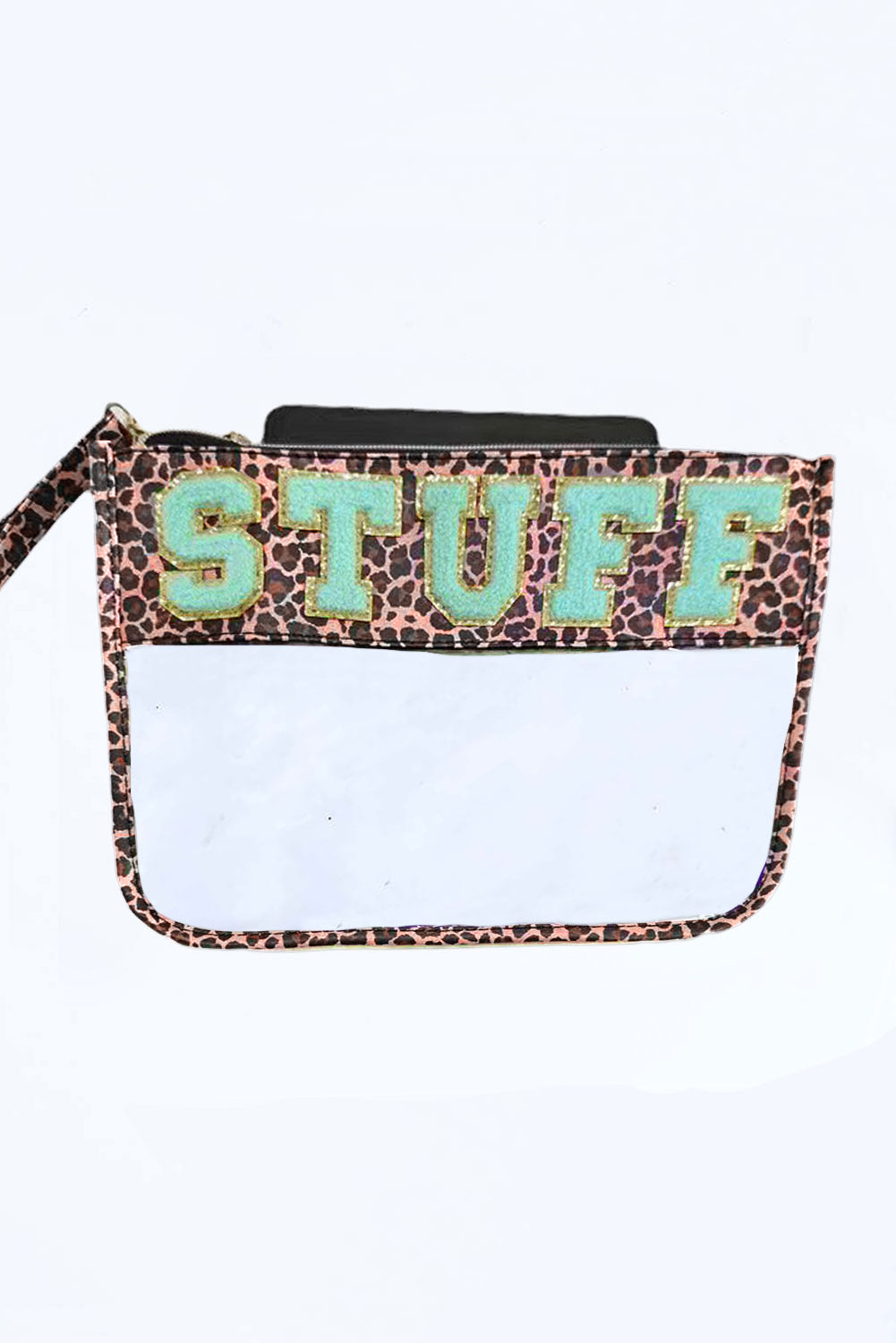 Multicolour STUFF Animal Print Transparent Zipped Handbag