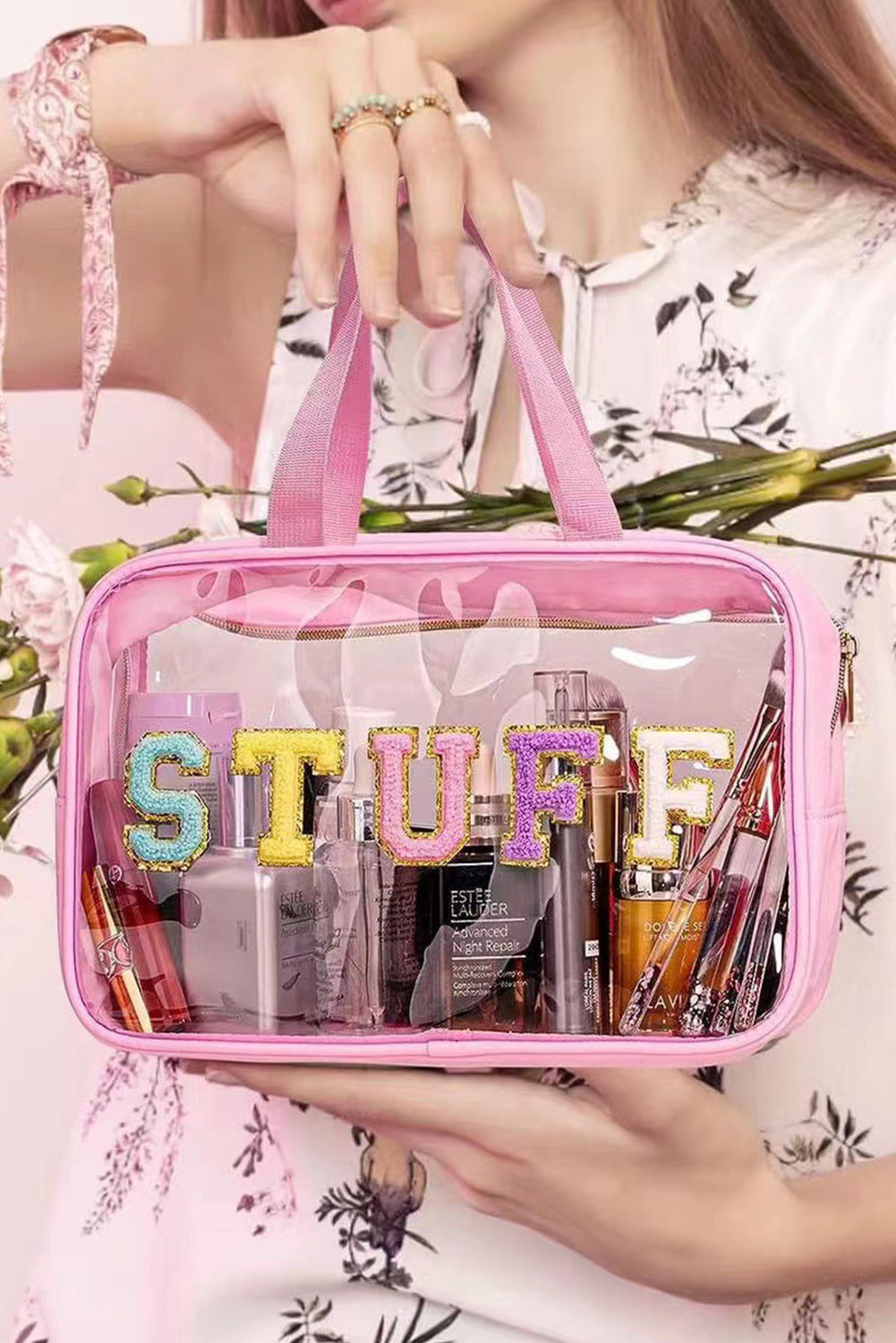 Pink STUFF Clear Makeup Bag