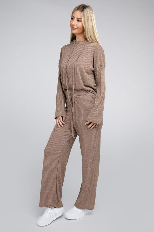 Beige Textured Top and Pants Set 1-3 day shipping