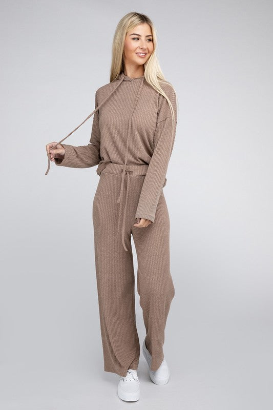 Beige Textured Top and Pants Set 1-3 day shipping