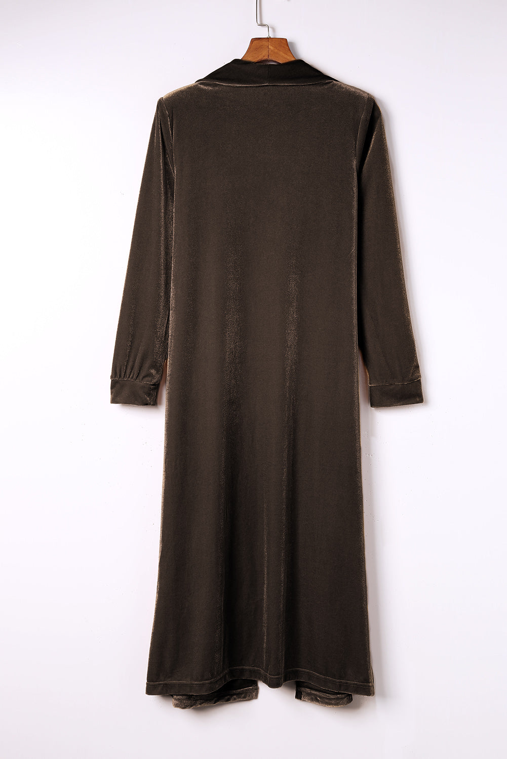 Green Velvet Elegant Pocket Open Front Long Cardigan available 11/15 in several color choices