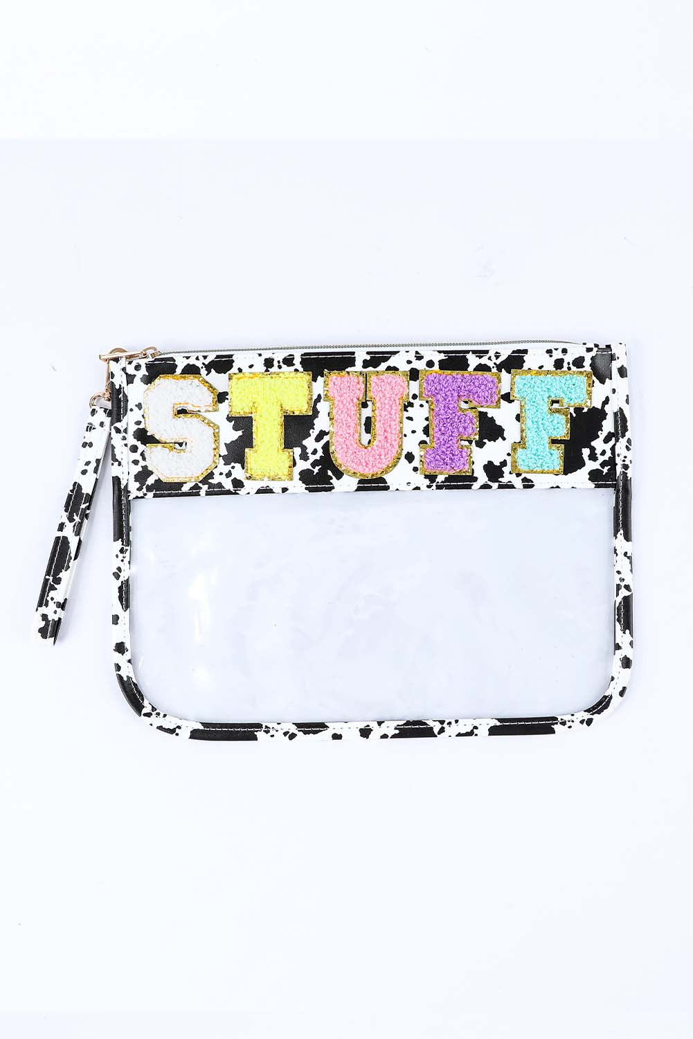 Multicolour STUFF Animal Print Transparent Zipped Handbag