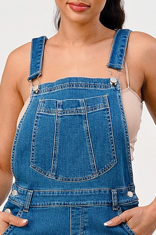 Stylish Stretch Denim Distressed Overalls Flare Leg Jeans