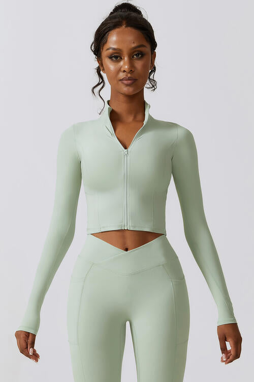 Zip Up Long Sleeve Cropped Activewear