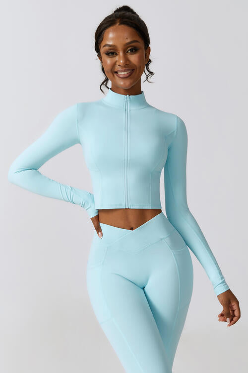 Zip Up Long Sleeve Cropped Activewear