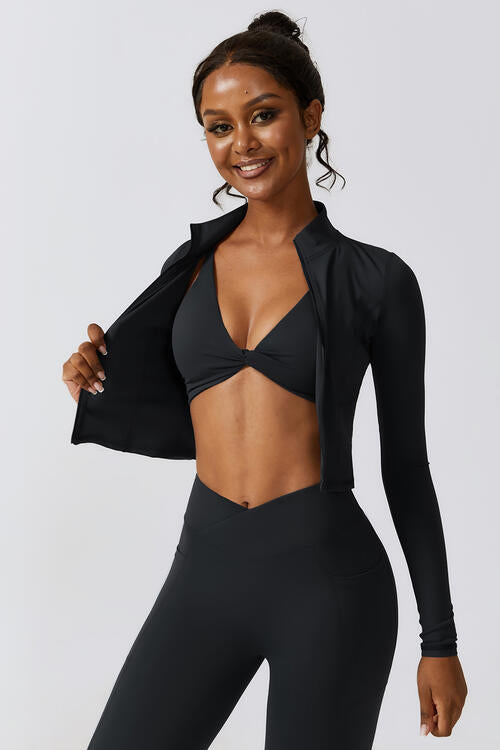 Zip Up Long Sleeve Cropped Activewear