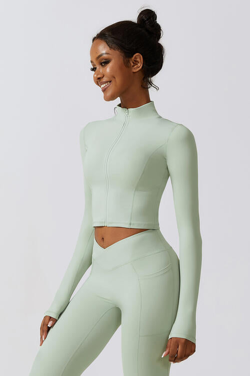 Zip Up Long Sleeve Cropped Activewear